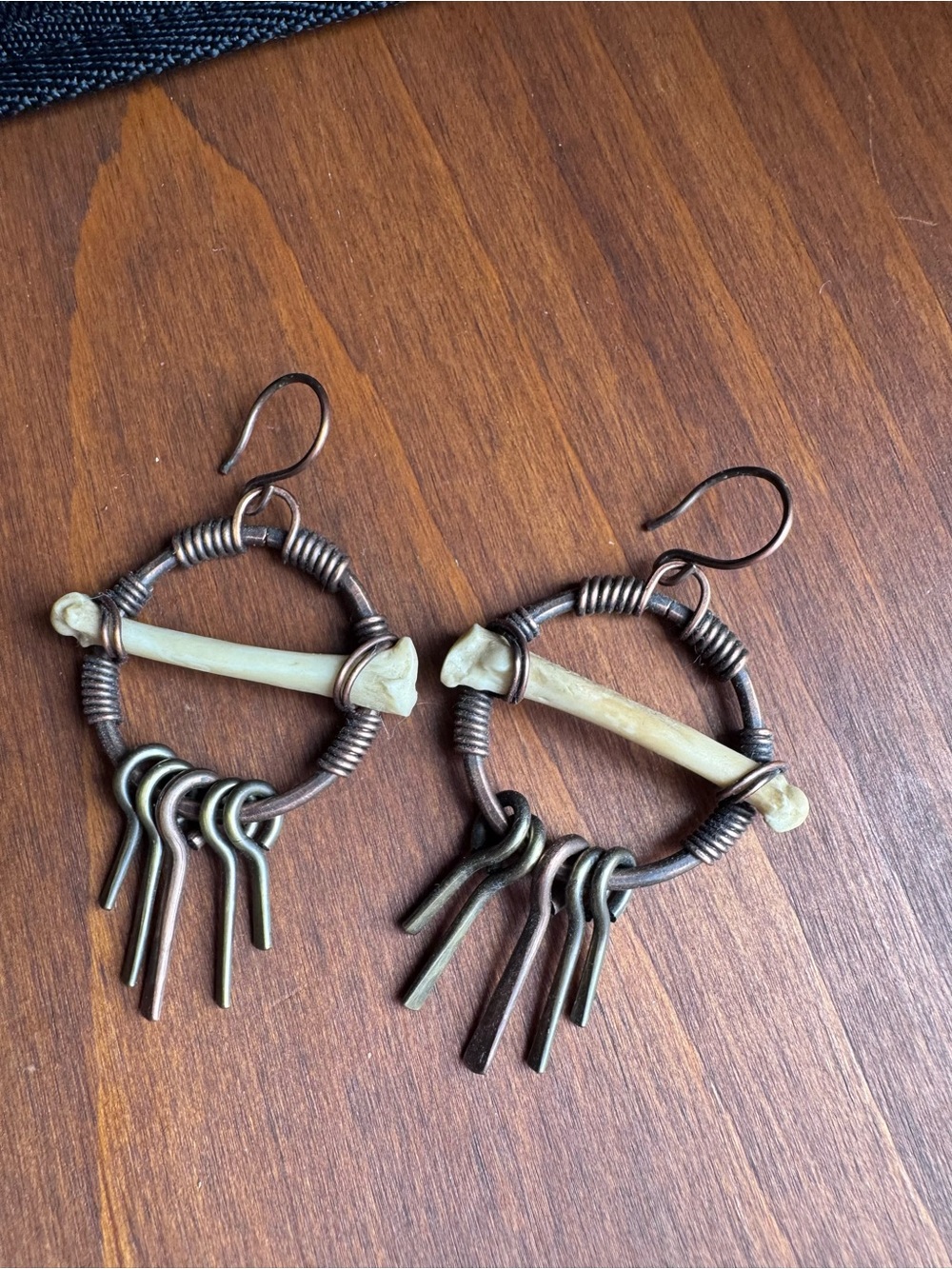 Buffalo Remains Raccoon Bone Hoop Earrings 18G Handmade Oddities